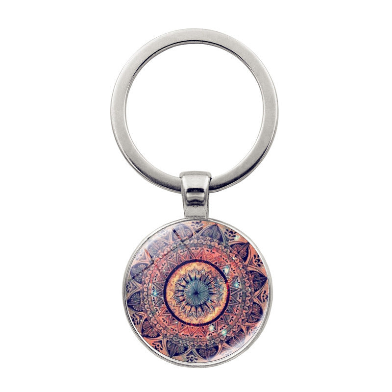 Wholesale Zinc Alloy Mandala Flower of Life Time Gem Creative Keychain
